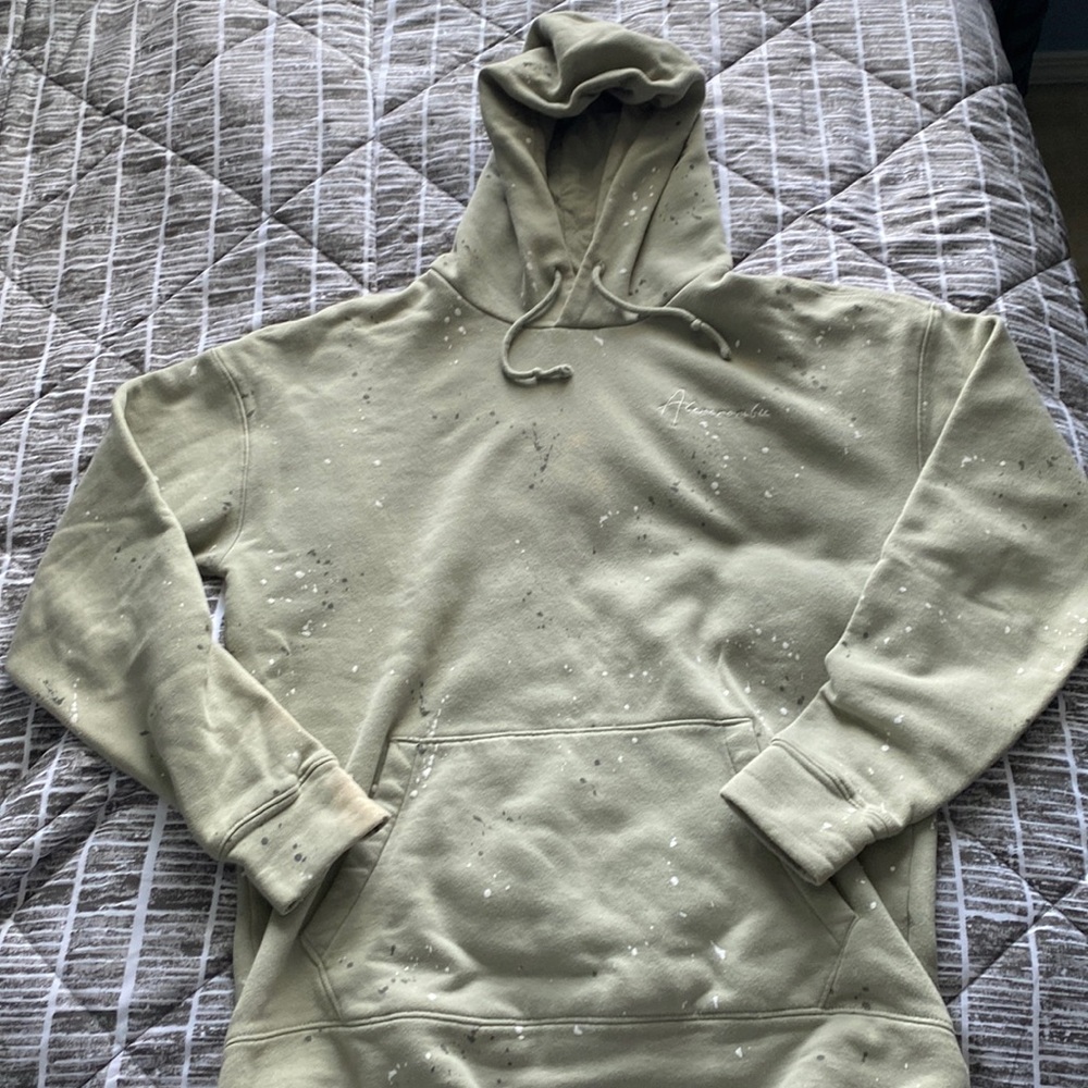 Abercrombie & fitch green paint splatter hoodie - mens medium